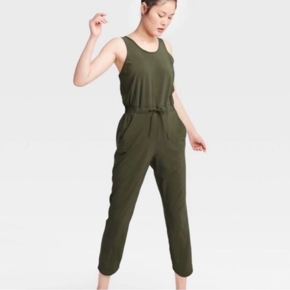 All In Motion Olive Green Sleeveless Jumpsuit